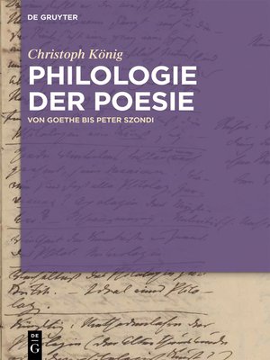 cover image of Philologie der Poesie